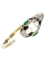 Браслет из лимонного золота c бриллиантами, рубином, ониксом, малахитом и перламутром