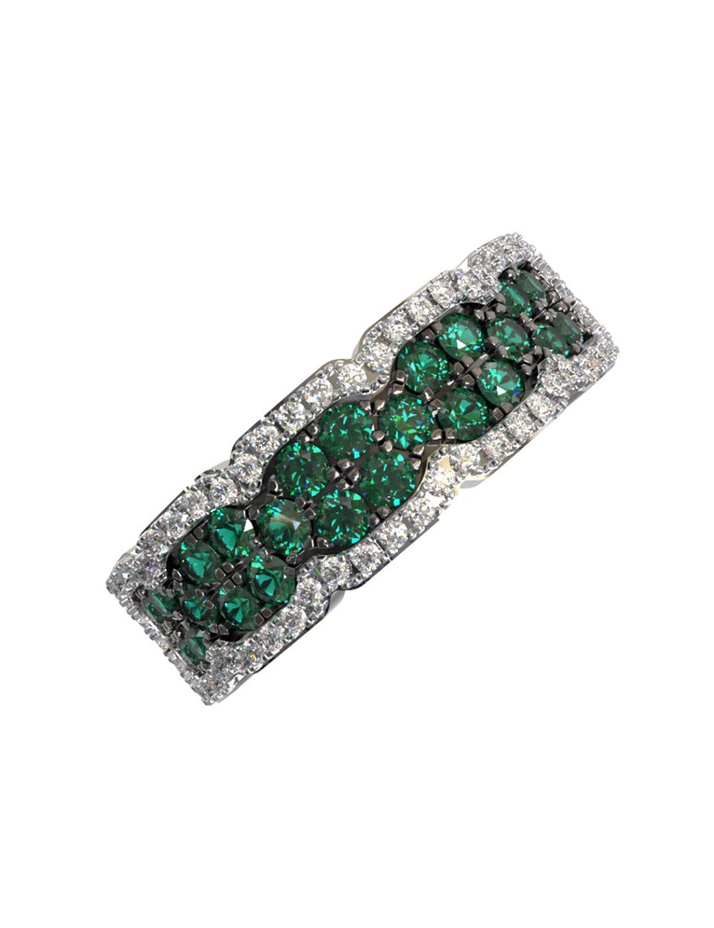 Кольцо из золота c бриллиантами и изумрудом