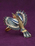 Кольцо из лимонного золота c эмалью и фианитом