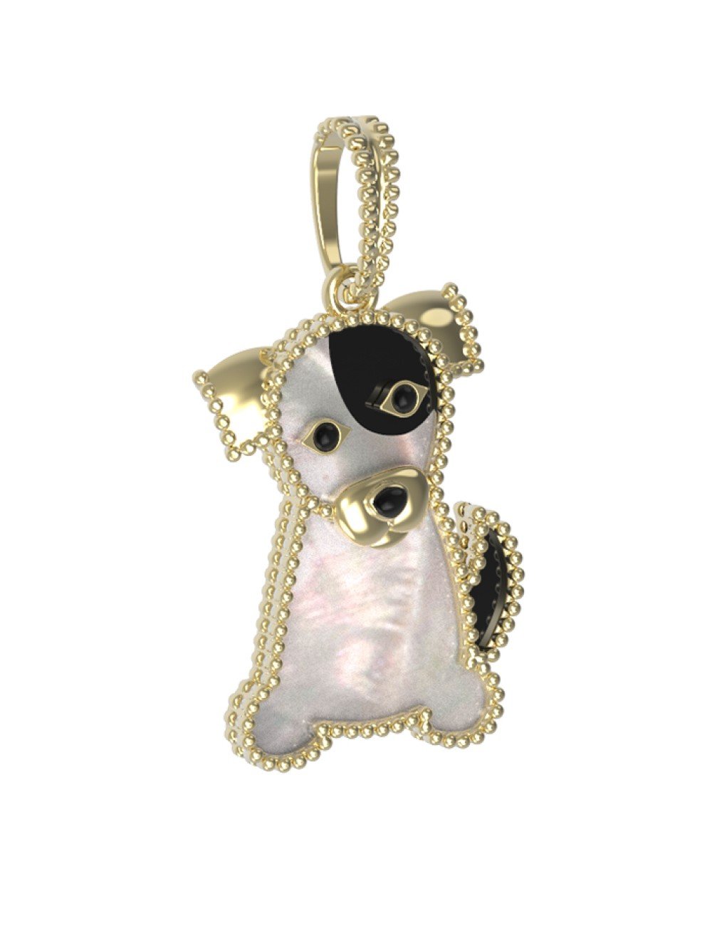 Подвеска из лимонного золота c эмалью, ониксом и перламутром