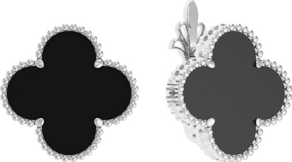 Серьги из белого золота c ониксом