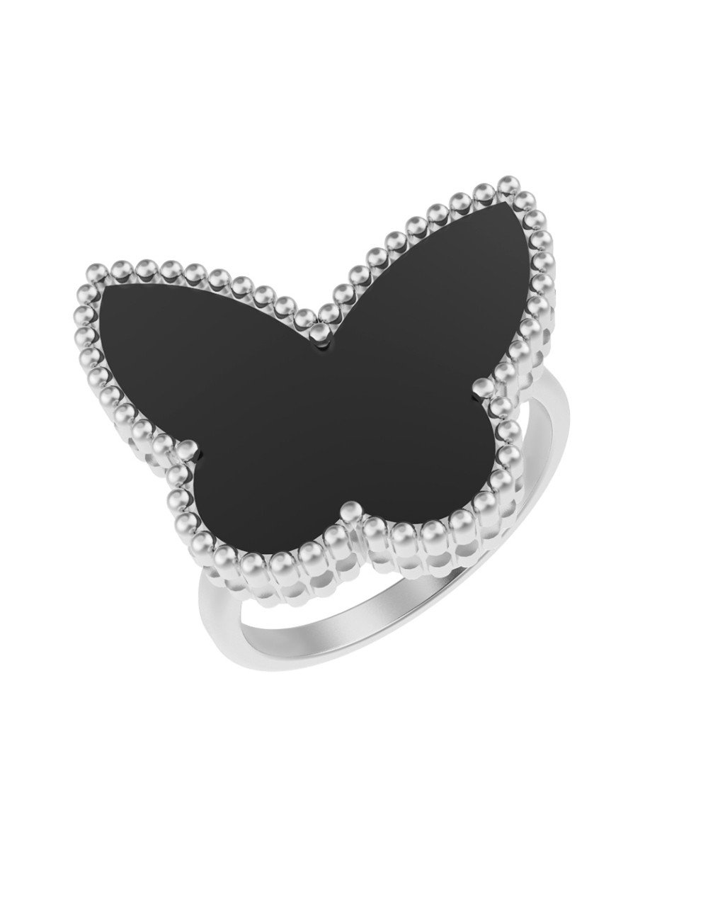 Кольцо из белого золота c ониксом