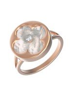 Кольцо из золота c бриллиантами и перламутром