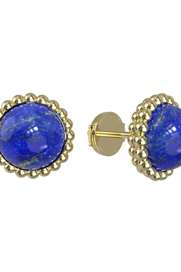 Серьги из лимонного золота c лазуритом