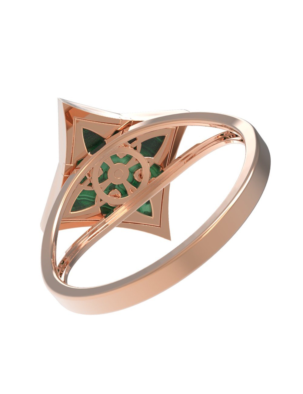 Кольцо из золота c малахитом