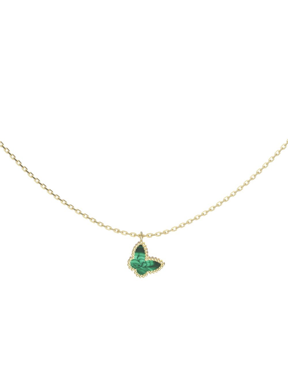 Колье из лимонного золота c малахитом