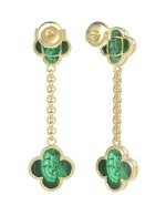 Серьги из лимонного золота c малахитом
