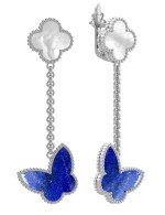 Серьги из белого золота c лазуритом и перламутром