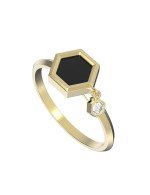 Кольцо из лимонного золота c бриллиантами и ониксом