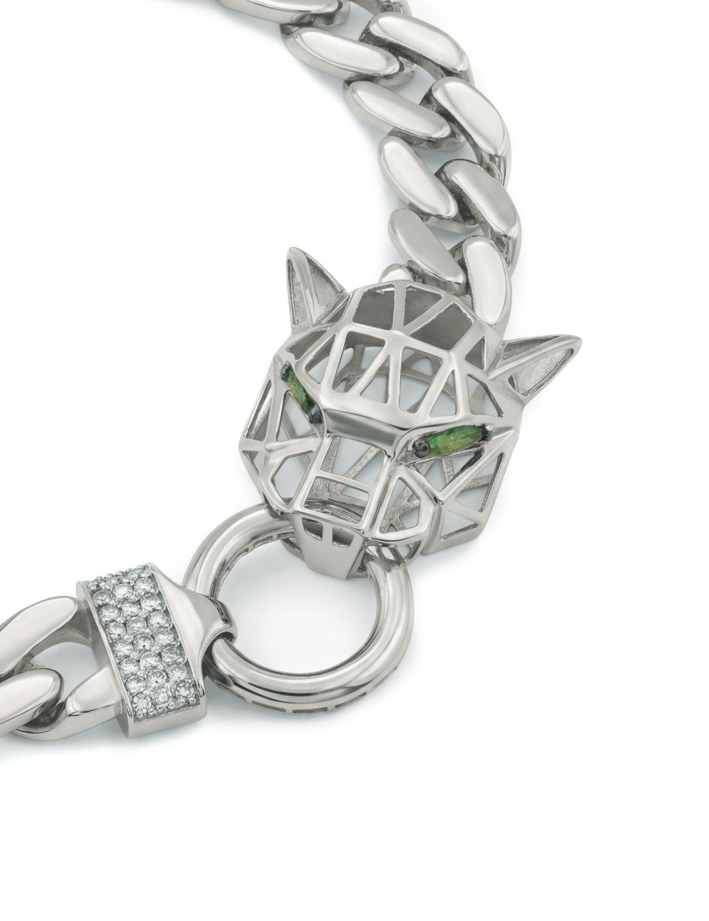 Браслет из белого золота c бриллиантами и изумрудом