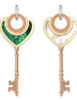 Подвеска из золота c фианитом, малахитом и перламутром