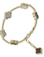 Браслет из лимонного золота c тигровым глазом и перламутром