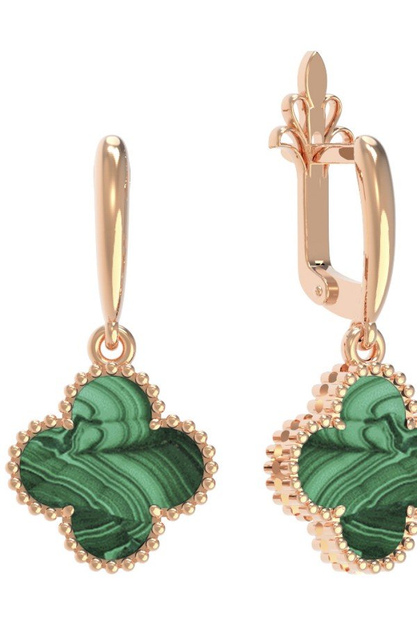 Серьги из золота c малахитом