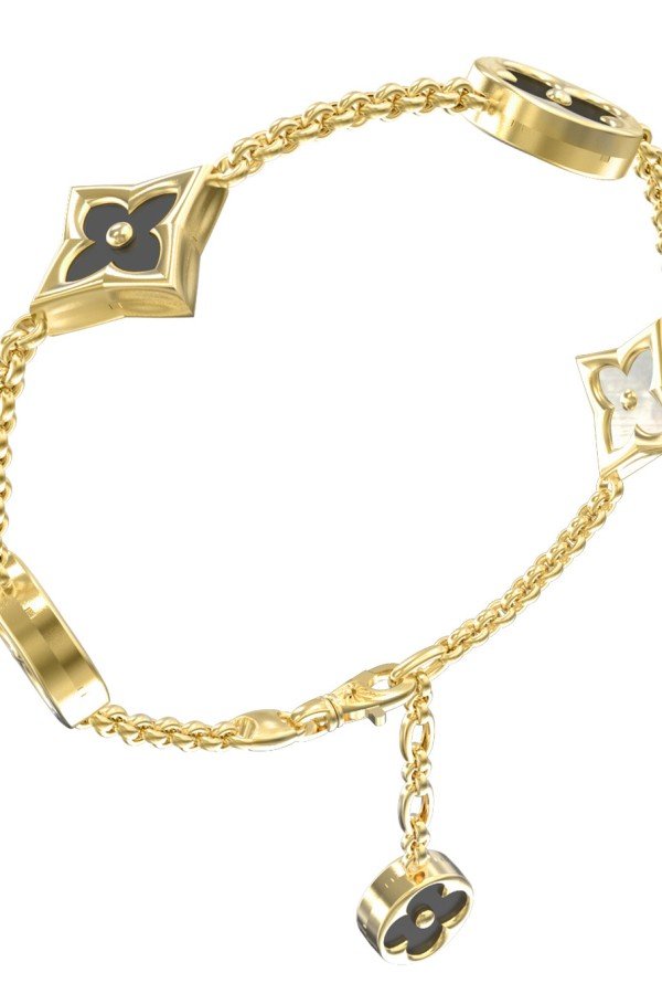 Браслет из лимонного золота c ониксом и перламутром