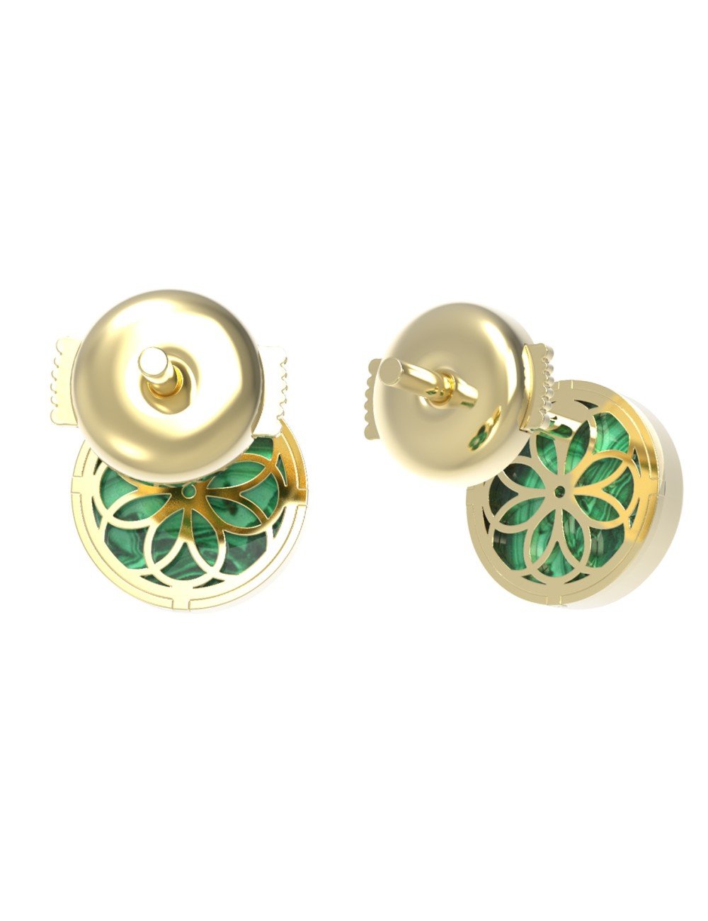 Серьги из лимонного золота c бриллиантами и малахитом