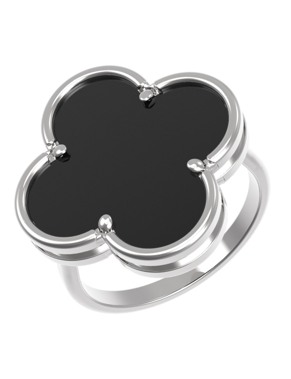 Кольцо из белого золота c ониксом