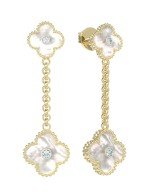 Серьги из лимонного золота c бриллиантами и перламутром