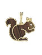 Подвеска из лимонного золота c бриллиантами и тигровым глазом