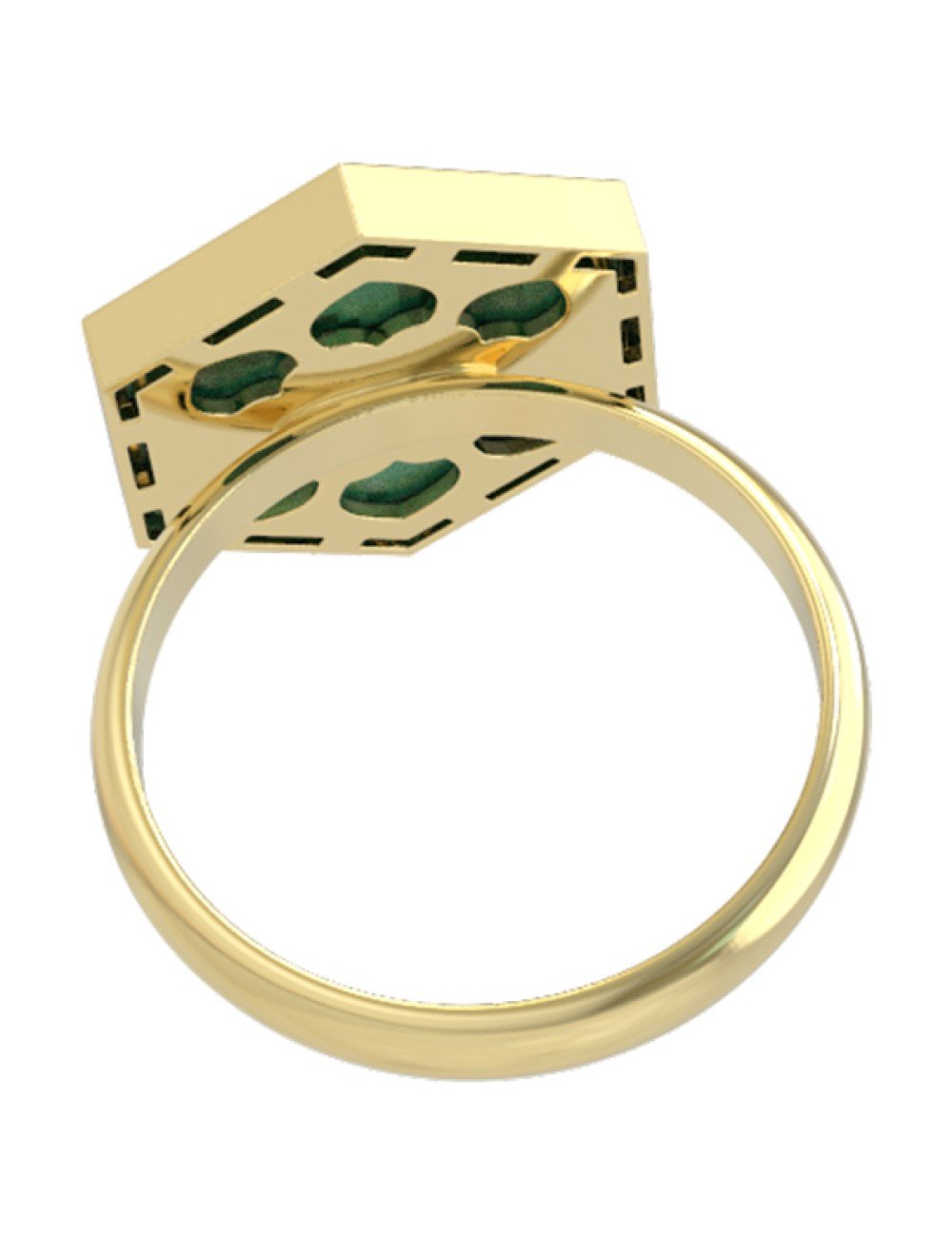 Кольцо из лимонного золота c малахитом