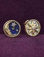 Серьги из лимонного золота c бриллиантами, лазуритом и перламутром