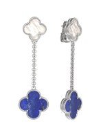 Серьги из белого золота c лазуритом и перламутром