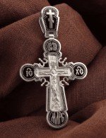 Крест из белого золота c эмалью