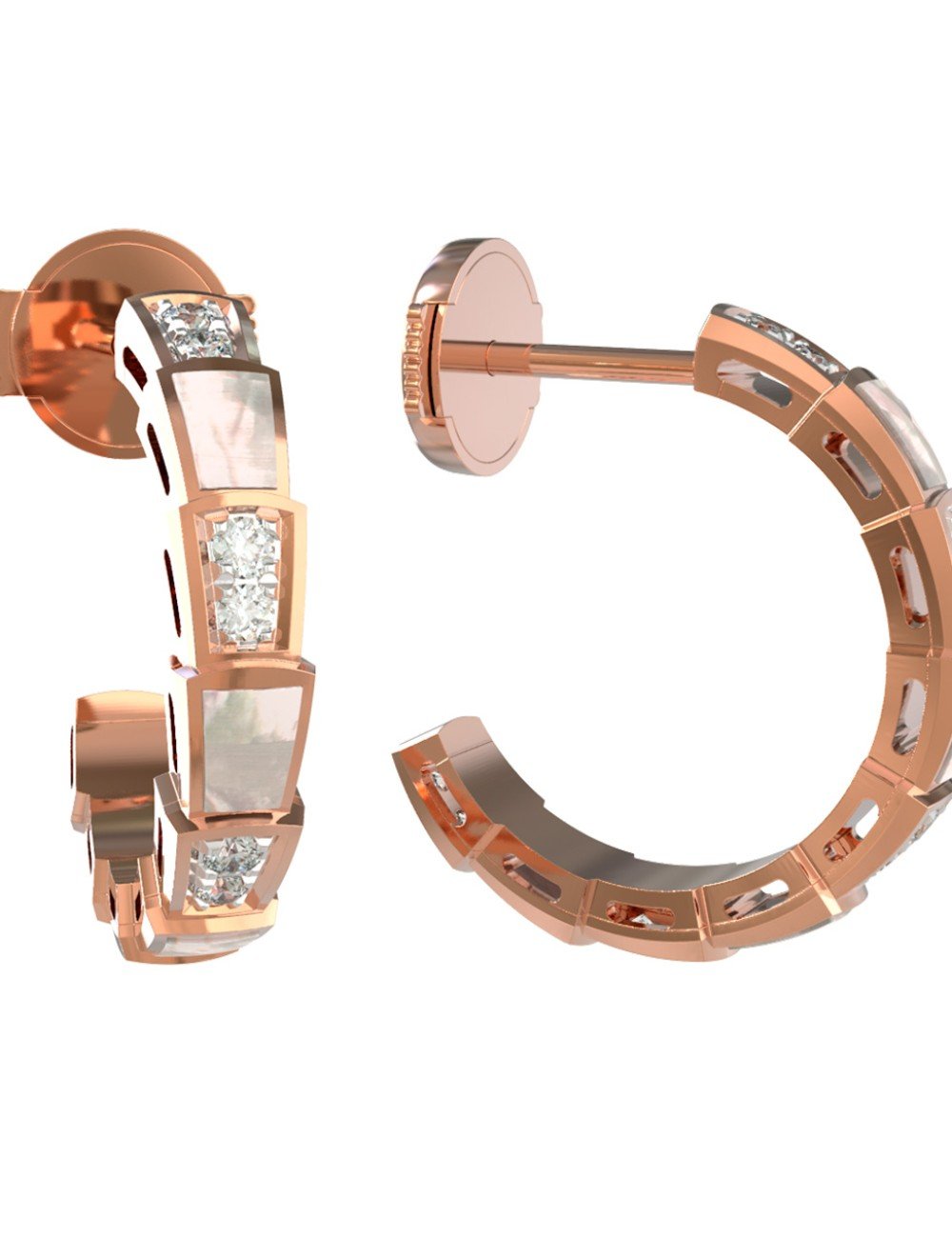 Серьги из золота c бриллиантами и перламутром