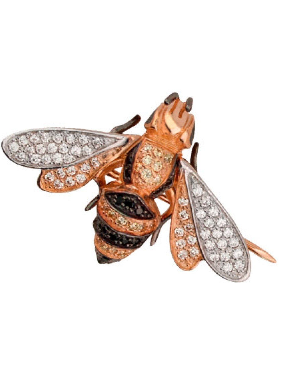 Брошь из золота c эмалью и фианитом