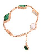 Браслет из золота c малахитом и перламутром