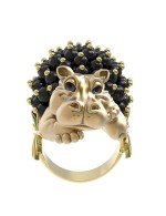 Кольцо из лимонного золота c эмалью и ониксом