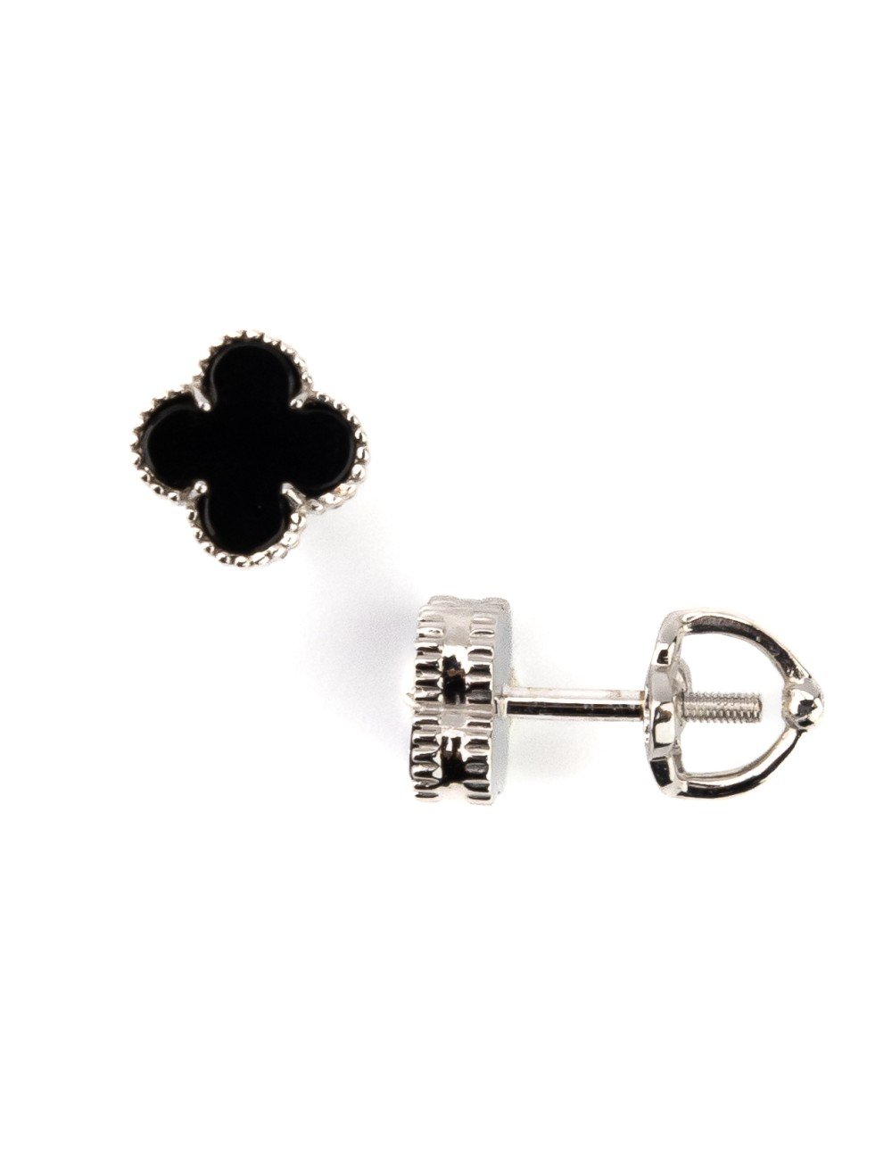 Серьги из белого золота c ониксом