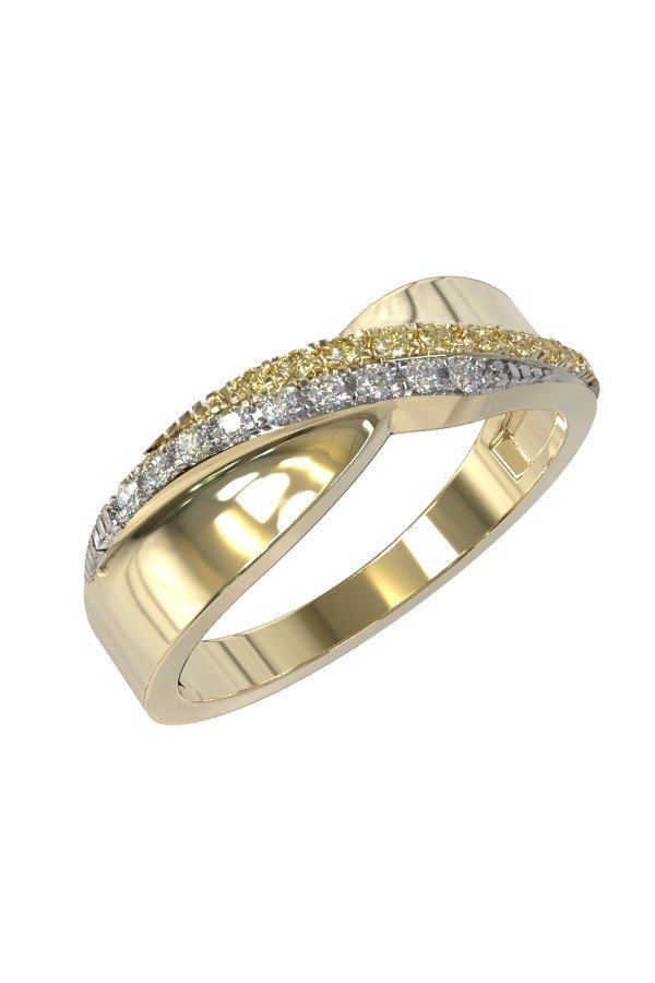 Кольцо из лимонного золота c бриллиантами