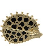 Брошь из лимонного золота c эмалью, ониксом и перламутром