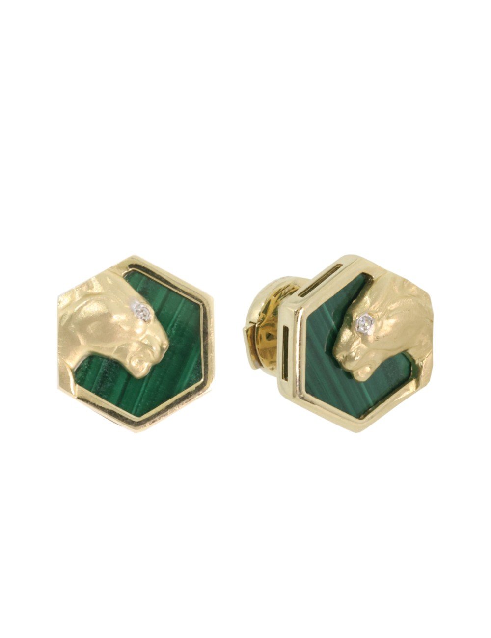 Серьги из лимонного золота c бриллиантами и малахитом