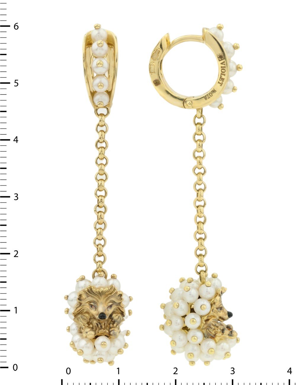 Серьги из лимонного золота c эмалью и жемчугом