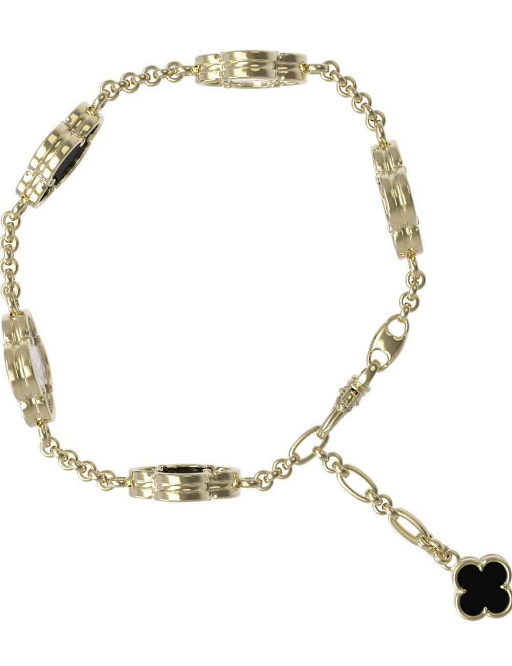 Браслет из лимонного золота c ониксом и перламутром