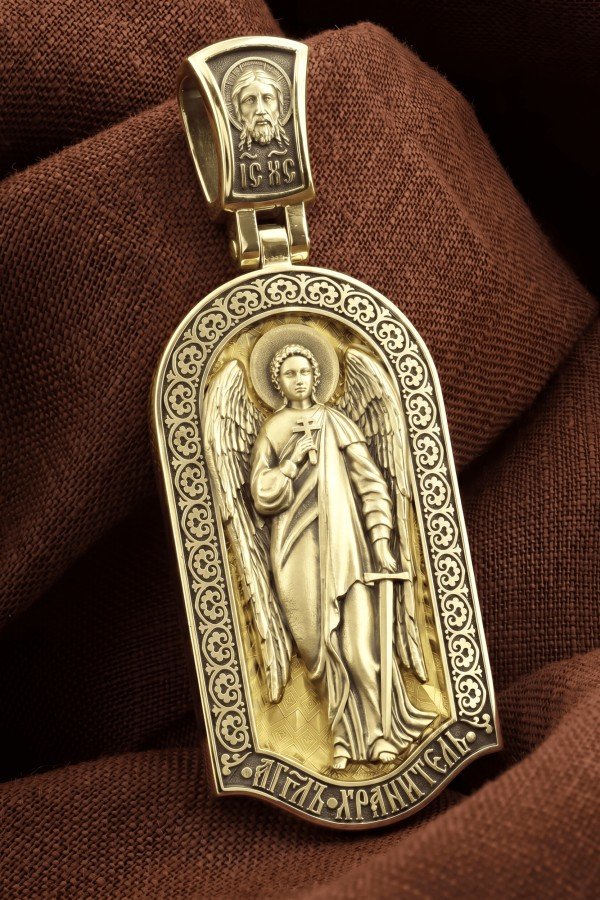 Образок из лимонного золота c эмалью