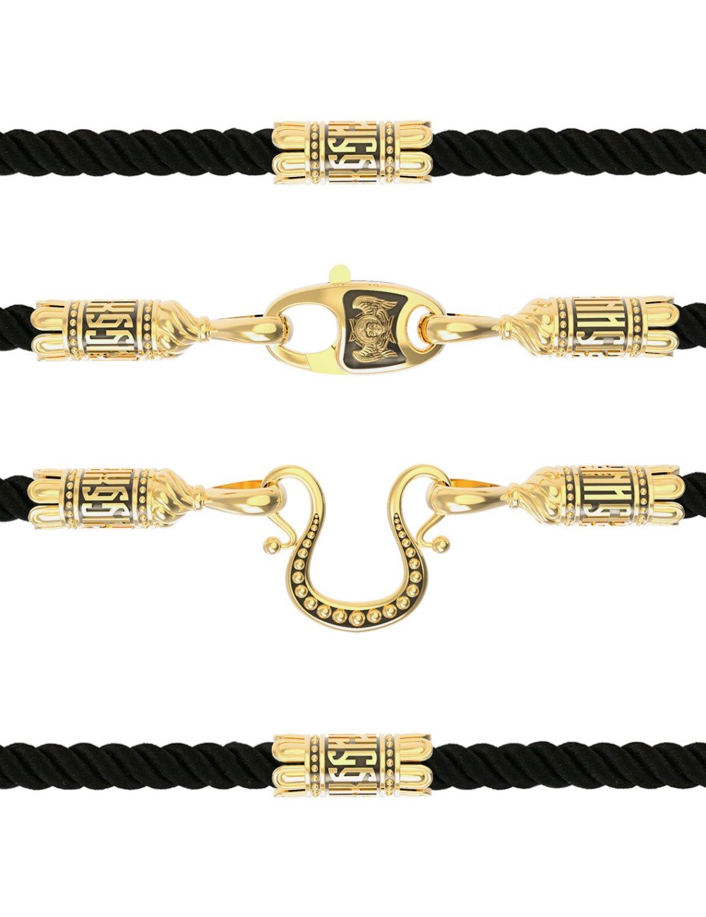 Шнурок шёлковый из лимонного золота c шёлковым шнурком