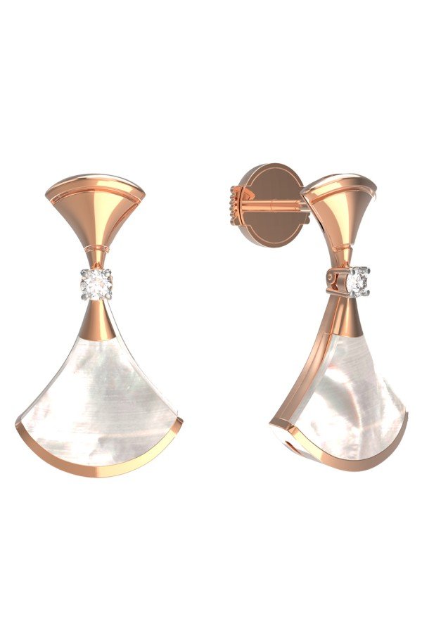 Серьги из золота c бриллиантами и перламутром