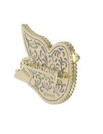 Брошь из лимонного золота c эмалью и перламутром