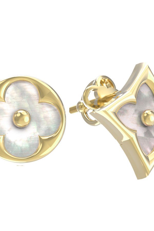 Серьги из лимонного золота c перламутром