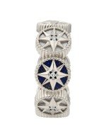 Кольцо из белого золота c бриллиантами, лазуритом и перламутром