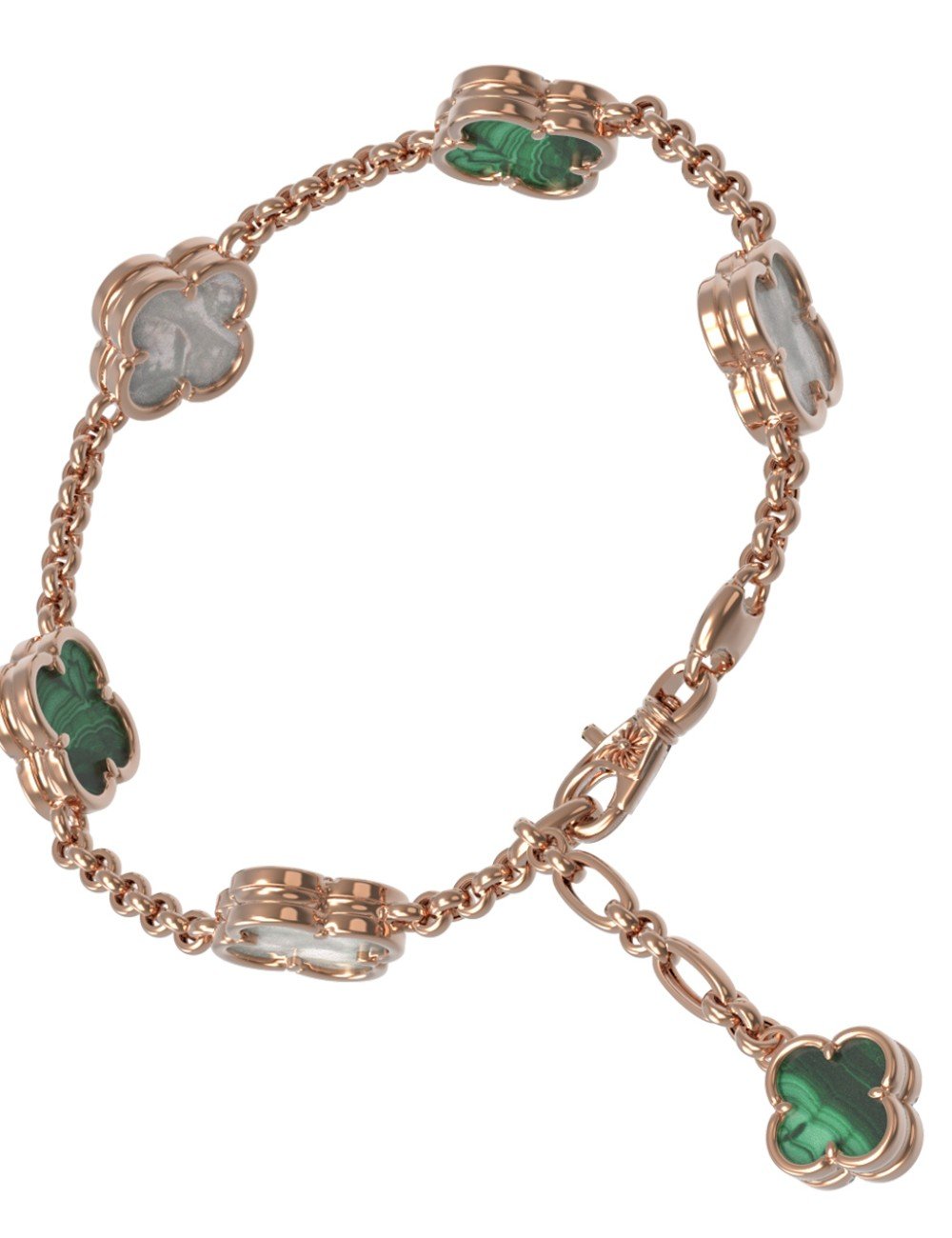 Браслет из золота c малахитом и перламутром