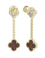 Серьги из лимонного золота c тигровым глазом и перламутром