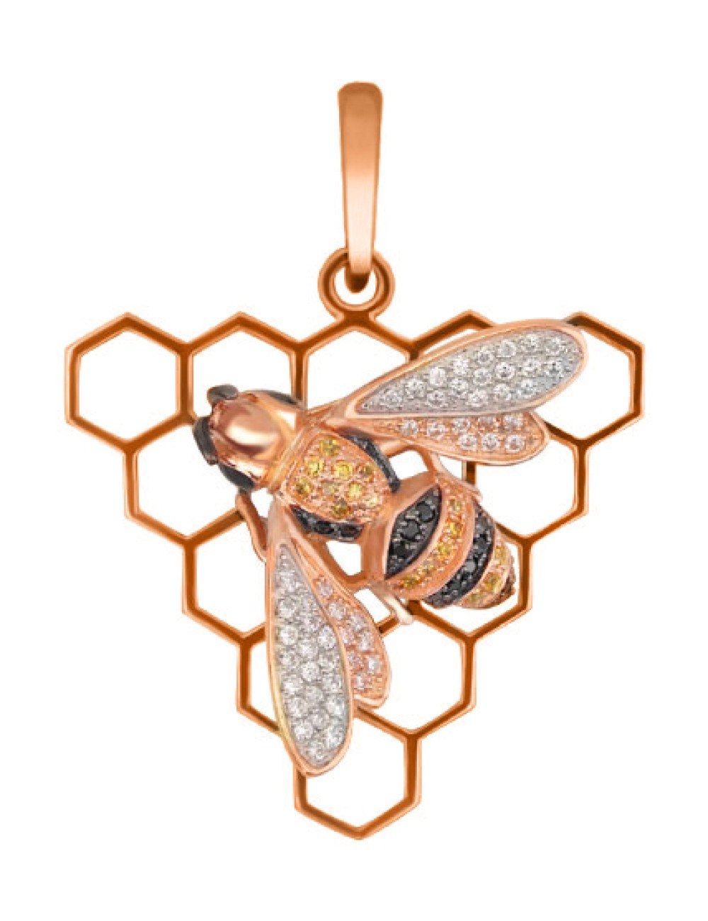 Подвеска из золота c эмалью и фианитом