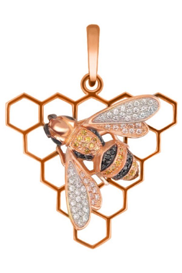 Подвеска из золота c эмалью и фианитом