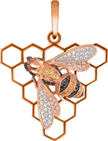 Подвеска из золота c эмалью и фианитом