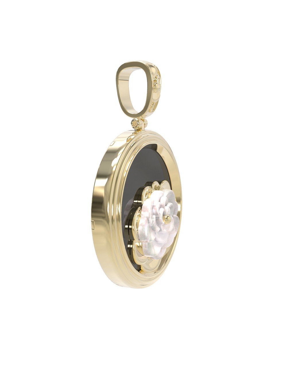 Подвеска из лимонного золота c ониксом и перламутром