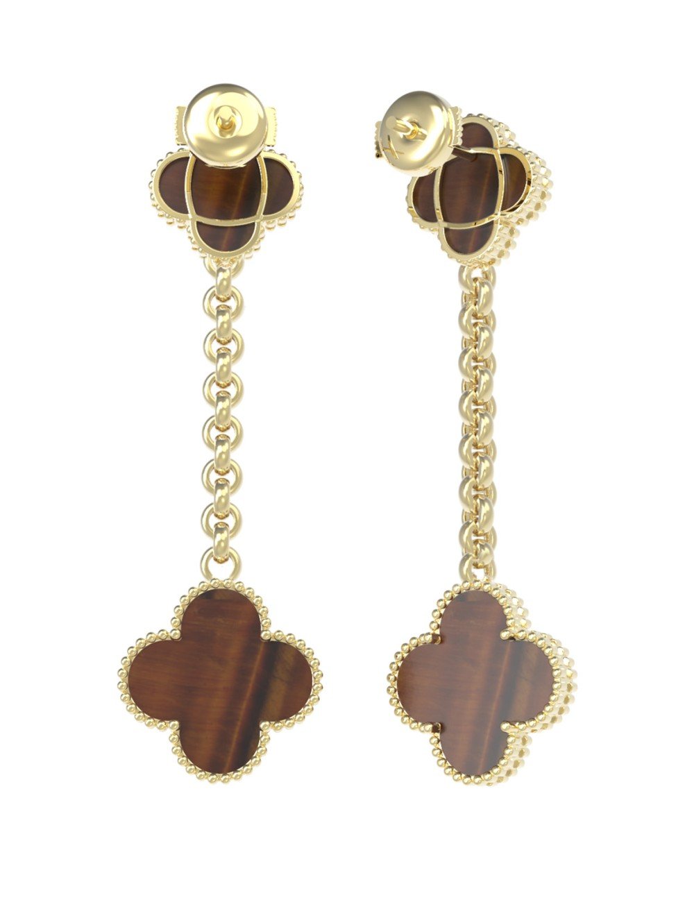 Серьги из лимонного золота c тигровым глазом