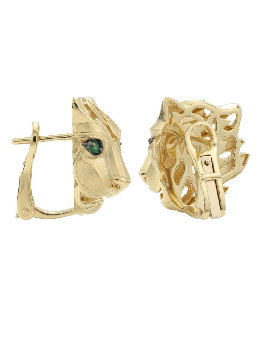 Серьги из лимонного золота c изумрудом